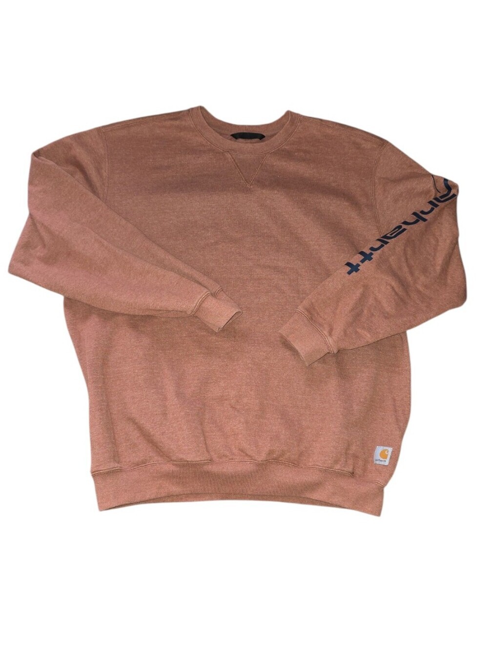 Carhartt Men's Relaxed Brown Crewneck Sweatshirt with Sleeve Logo Size XL